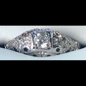 Vintage silver and diamond ring